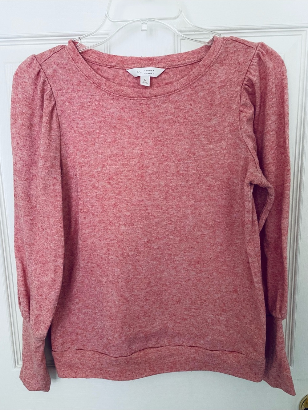 LC Lauren Conrad Pink Puff-Sleeve Knit Top size Small